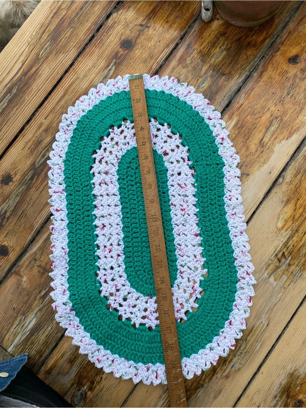 Handmade Green and Cream Crochet placemat